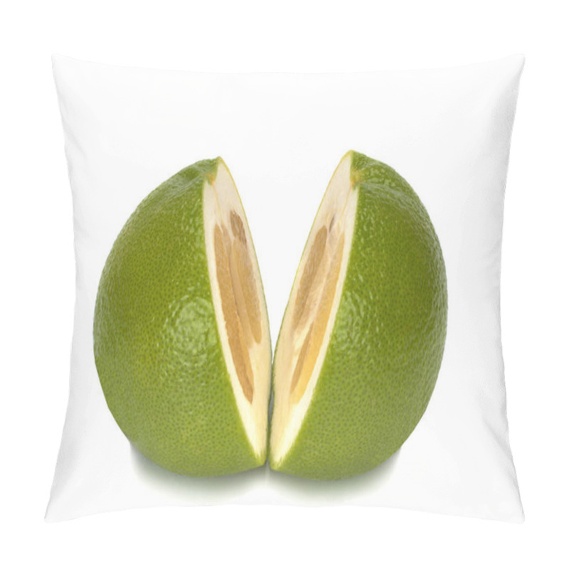 Personality  Two Halfs Of Ripe Sweetie Fruit Isolated On White Pillow Covers