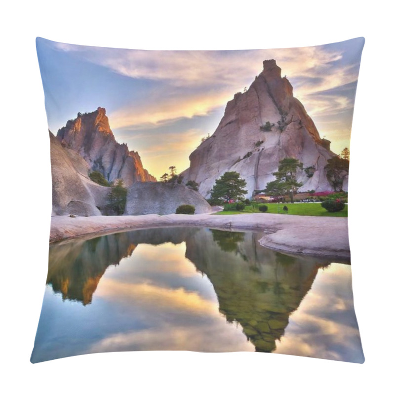 Personality  In A Surreal Park, Inflatable Mountains Rise In Soft, Undulating Patterns, Their Smooth Surfaces Reflecting The Glowing Colors Of The Sky. The Landscape Feels Like An Artistic Dream, Where Nature And Technology Seamlessly Blend. Pillow Covers