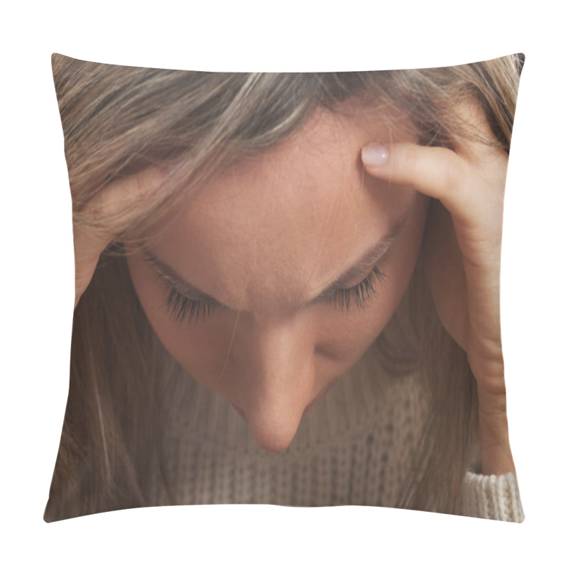 Personality  Close Up On Young Woman's Face. Pillow Covers