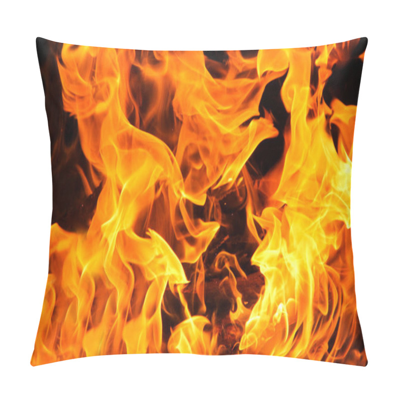 Personality  Fire Flames On Black Background. The Fire In The Natural Forest, Flames And Sparks On A Dark Background Fuel , Lights On A Black Background. Pillow Covers