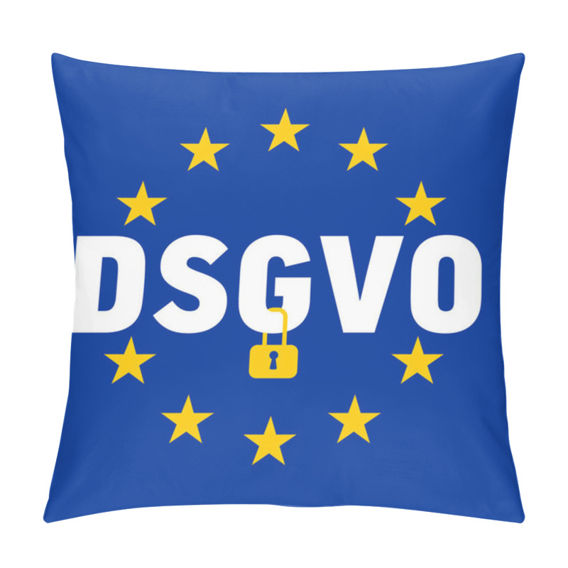 Personality  German Text: DSGVO - EU-Datenschutz Grundverordnung. Vector Illustration Pillow Covers