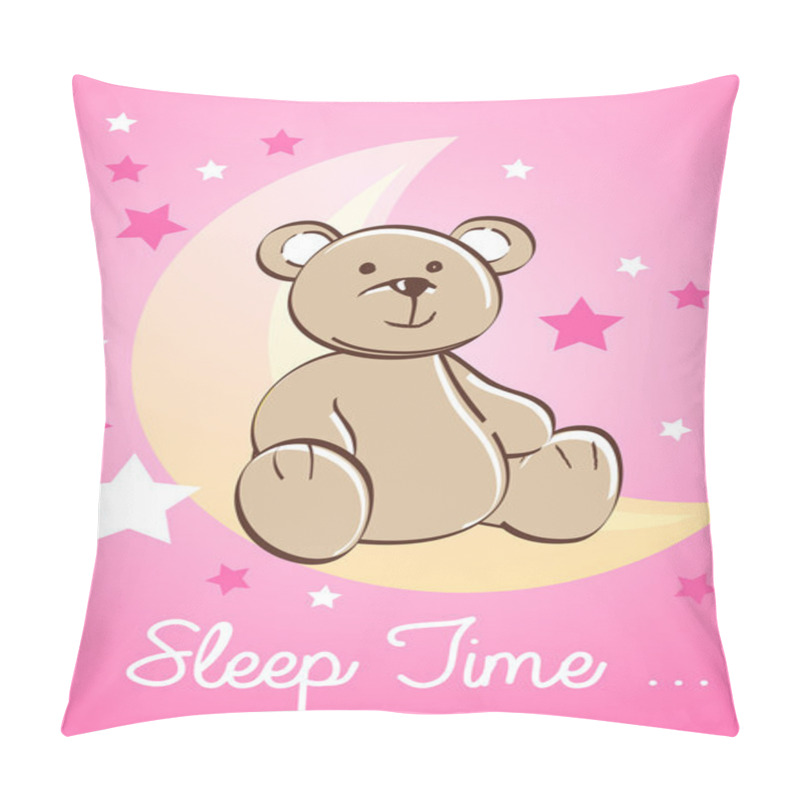 Personality  Teddy Bear Sitting On A Moon With Stars Pillow Covers