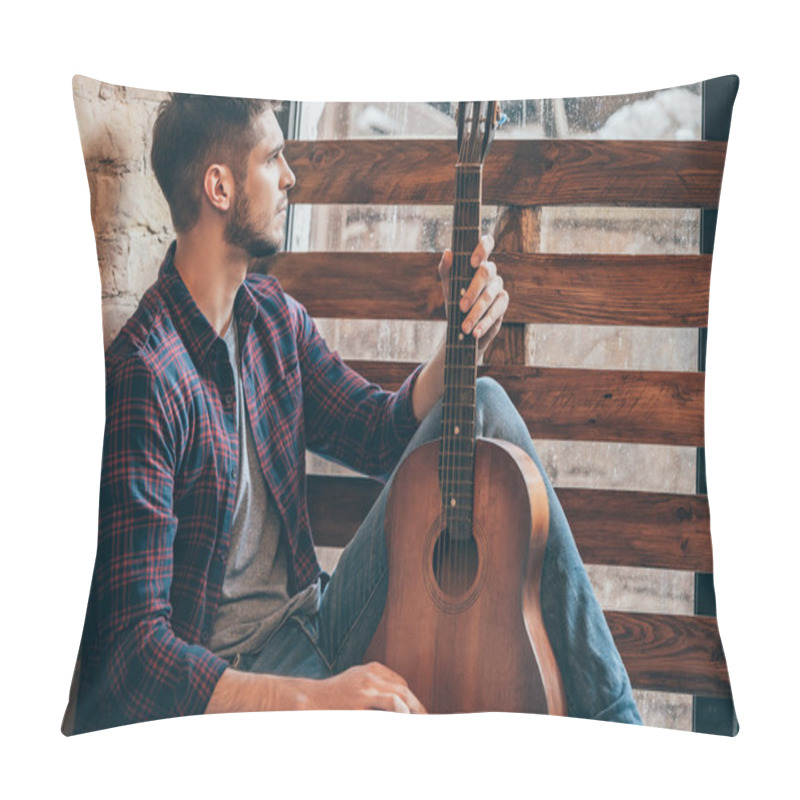 Personality  Man With Acoustic Guitar Pillow Covers