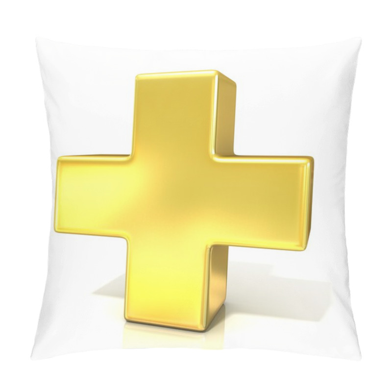 Personality  Plus Sign, 3d Golden Sign Isolated On White Background Pillow Covers