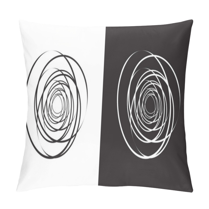 Personality  Abstract Geometric Spirograph Spiral Line Art Collection. Black And White Optical Illusion, Aesthetic Op Art Design Element. Flat Vector Art Pillow Covers