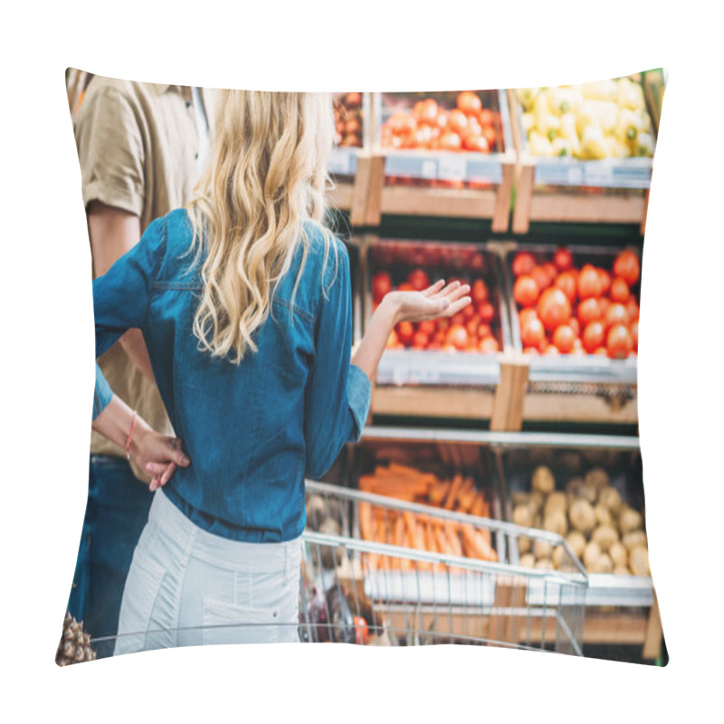 Personality  Couple In Grocery Shop Pillow Covers