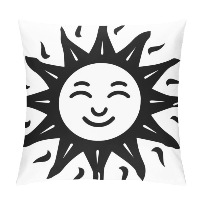 Personality  Sun - Black And White Isolated Icon - Vector Illustration Pillow Covers