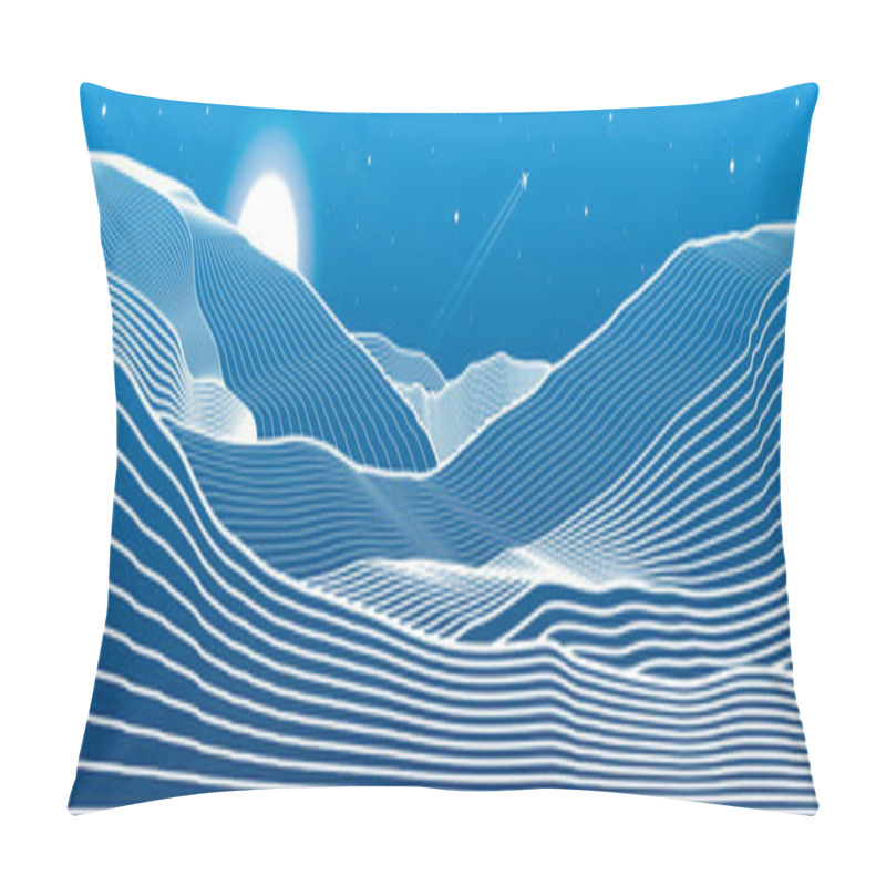 Personality  Night Landscape. Mountains Outline Illustration. Moon And Stars. Vector Design Art Pillow Covers