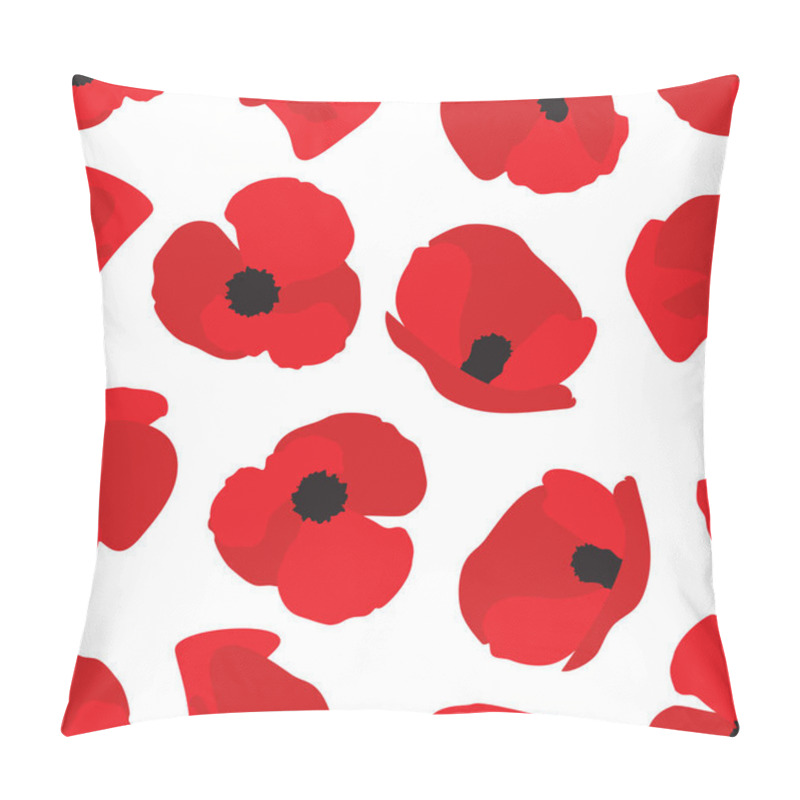 Personality  Poppy Flower Seamless Pattern. Red Poppies On White Background. For Textile, Wallpapers, Print And Web Design. Vector Pillow Covers