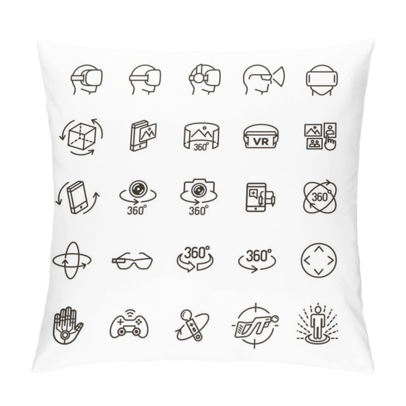 Personality  Set Of Virtual Reality Icons Black Think Line Style For Your App Design Project Pillow Covers