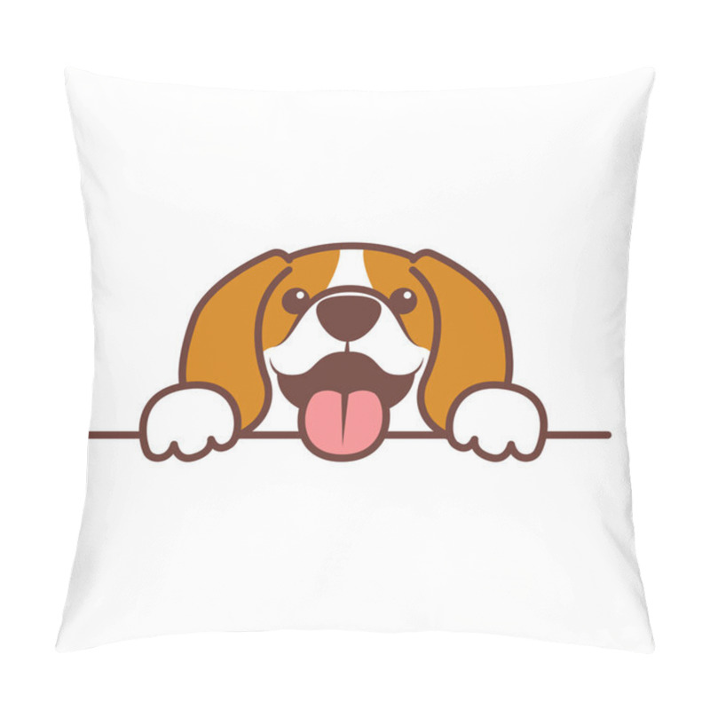 Personality  Funny Beagle Puppy Paws Up Over Wall, Dog Face Cartoon, Vector Illustration Pillow Covers