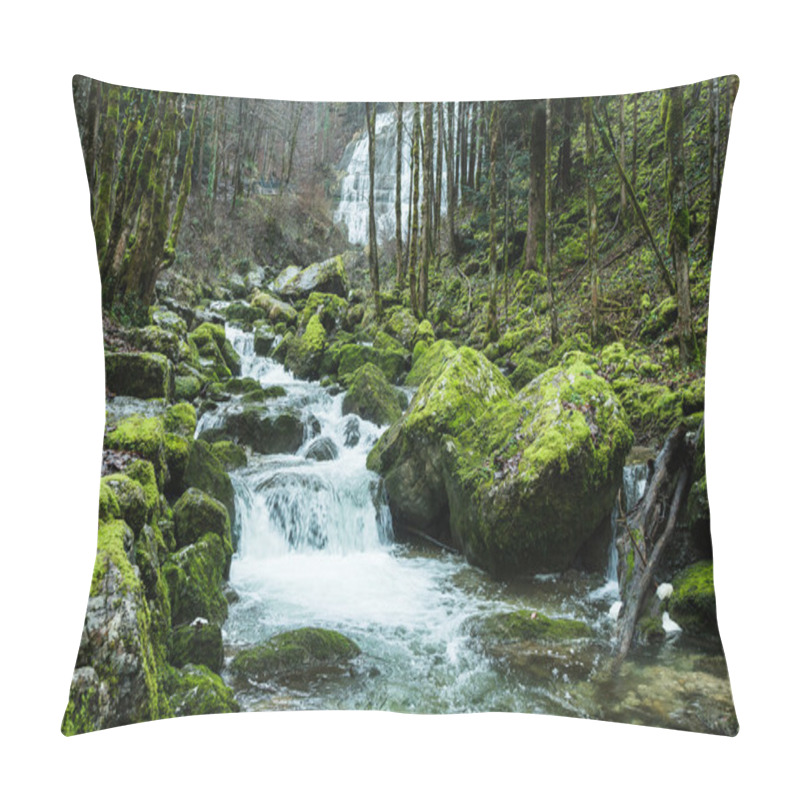 Personality  Creek In The Forest With Stones Pillow Covers