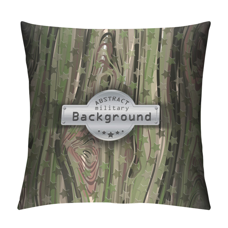 Personality  Camouflage Military Pattern  With Wood And Stars Background. Vector Illustration, EPS10 Pillow Covers