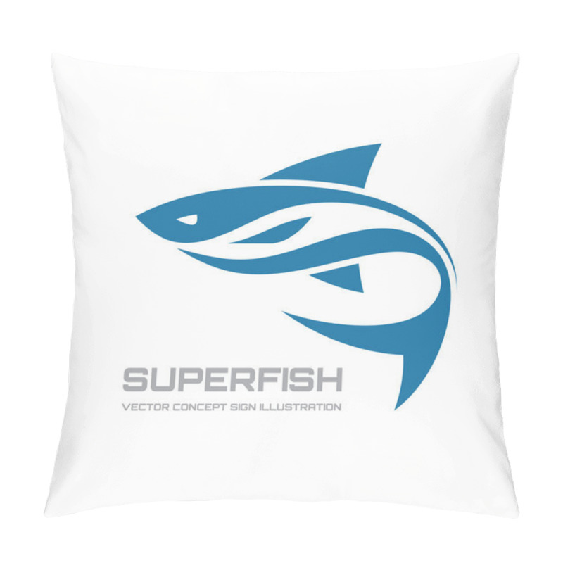 Personality  Super Fish - Vector Logo Concept Illustration. Fish Logo. Vector Logo Template. Design Element. Pillow Covers