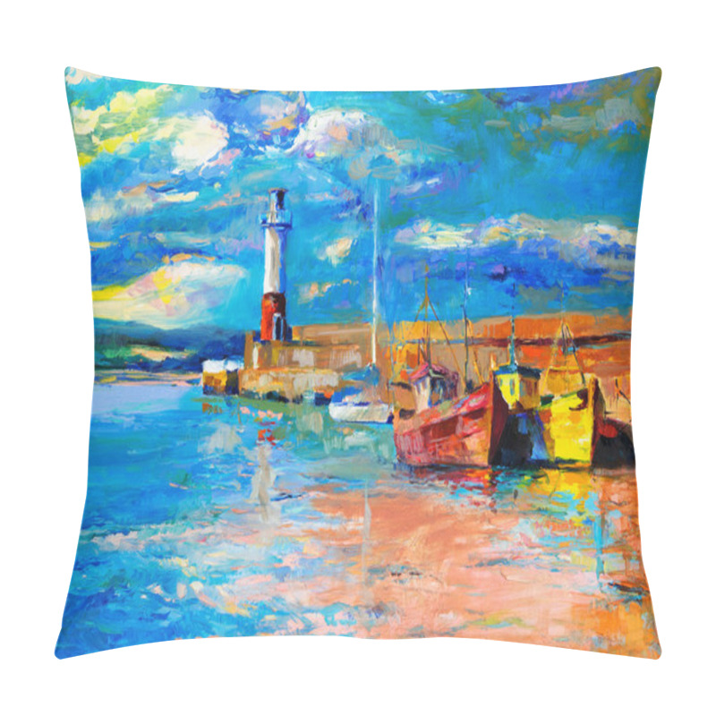 Personality  Lighthouse And Boats Pillow Covers