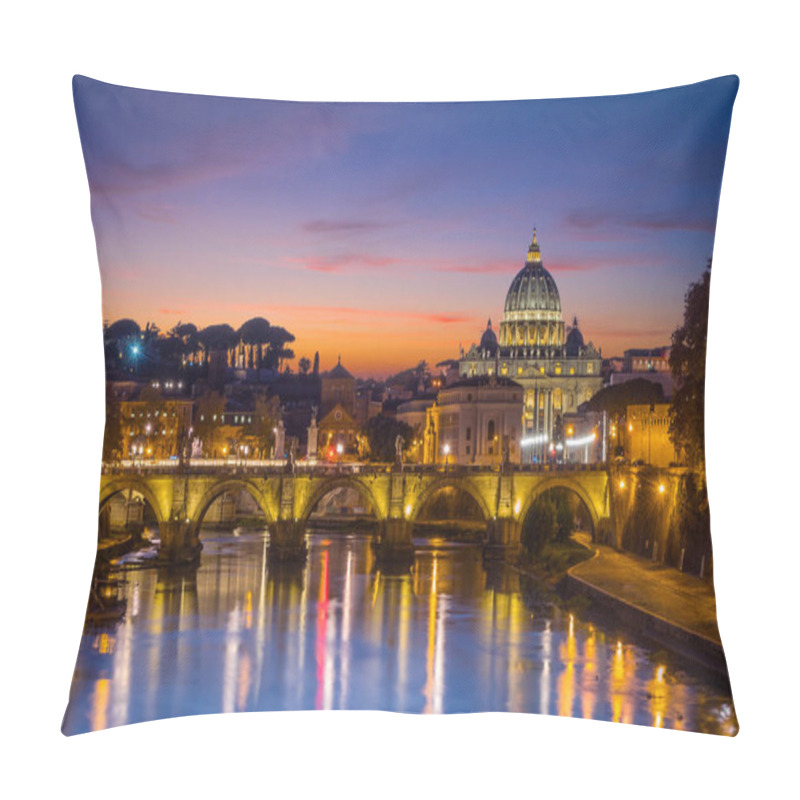 Personality  Rome Skyline In A Summer Evening, As Seen From Umberto I Bridge, With Saint Peter Basilica In The Background. Pillow Covers