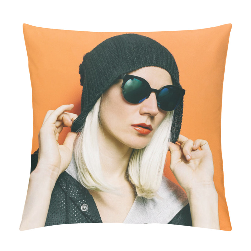 Personality  Lady Fashion Swag Beanie.Glamorous Sunglasses. Fall Winter Seaso Pillow Covers