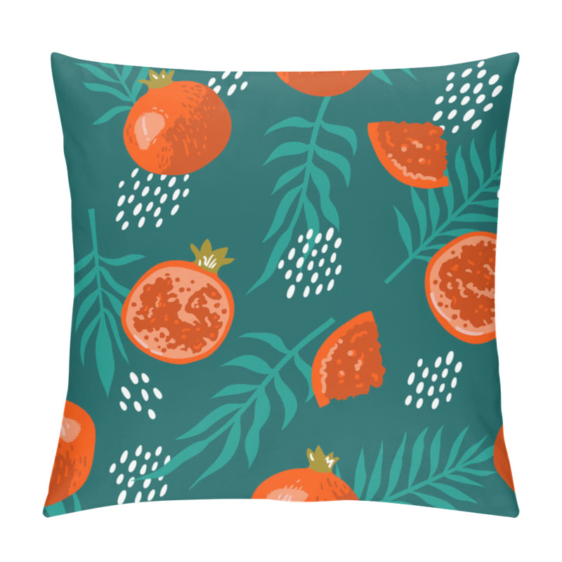 Personality  Vector Summer Pattern With Pomegranates, Flowers And Leaves. Seamless Texture Design. Pillow Covers