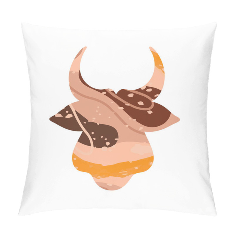 Personality  Head Of A Bull Abstract Silhouette. Symbol Of 2021 Pillow Covers