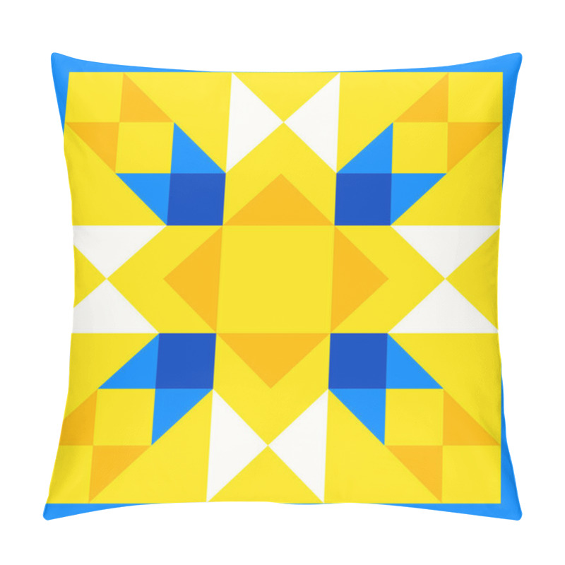 Personality  Geometric Star Pattern Inspired By Duvet Patchwork Quilting. Yellow And Blue Abstract Background In Ukrainian Traditional Colors. Seamless Vector Pattern. Quilt Block Template. Floor Ceramic Tiles. Pillow Covers