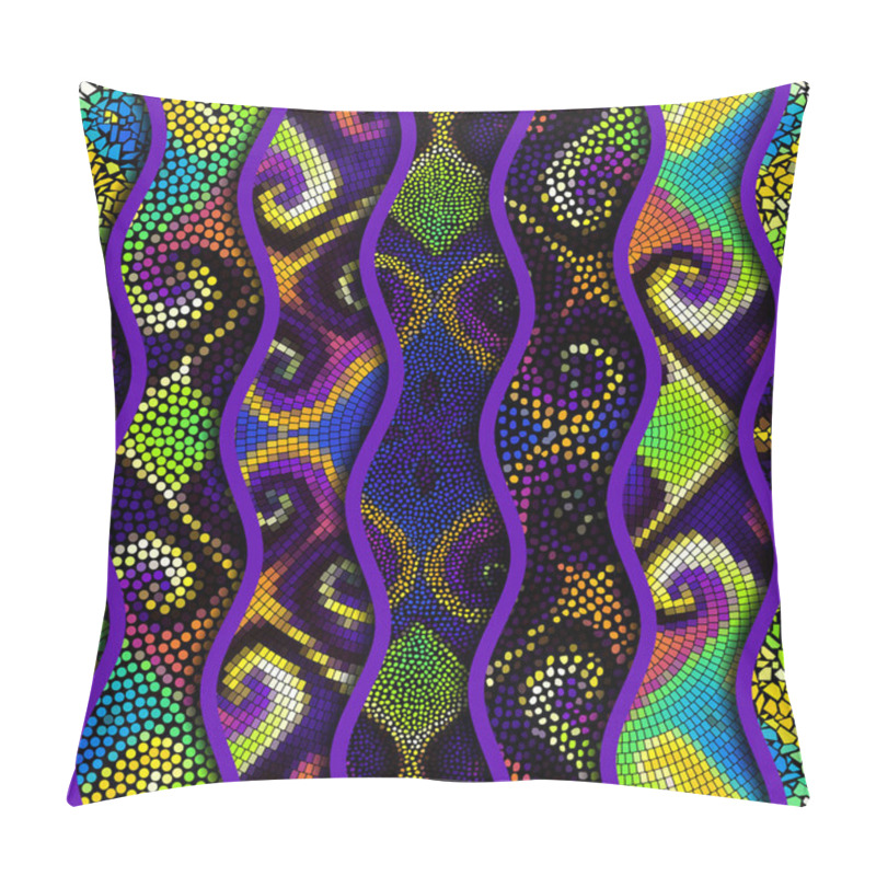 Personality  Relief Waves Of Ornamental Mosaic Tile Patterns Pillow Covers