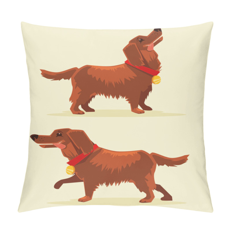 Personality  Happy Champion Dog With Medal. Vector Flat Cartoon Character Illustration Pillow Covers