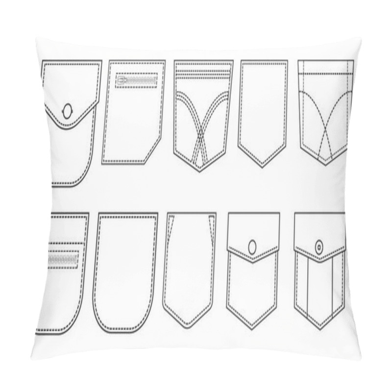 Personality  Collection Of Pockets, Icons, Vector Design. Pillow Covers