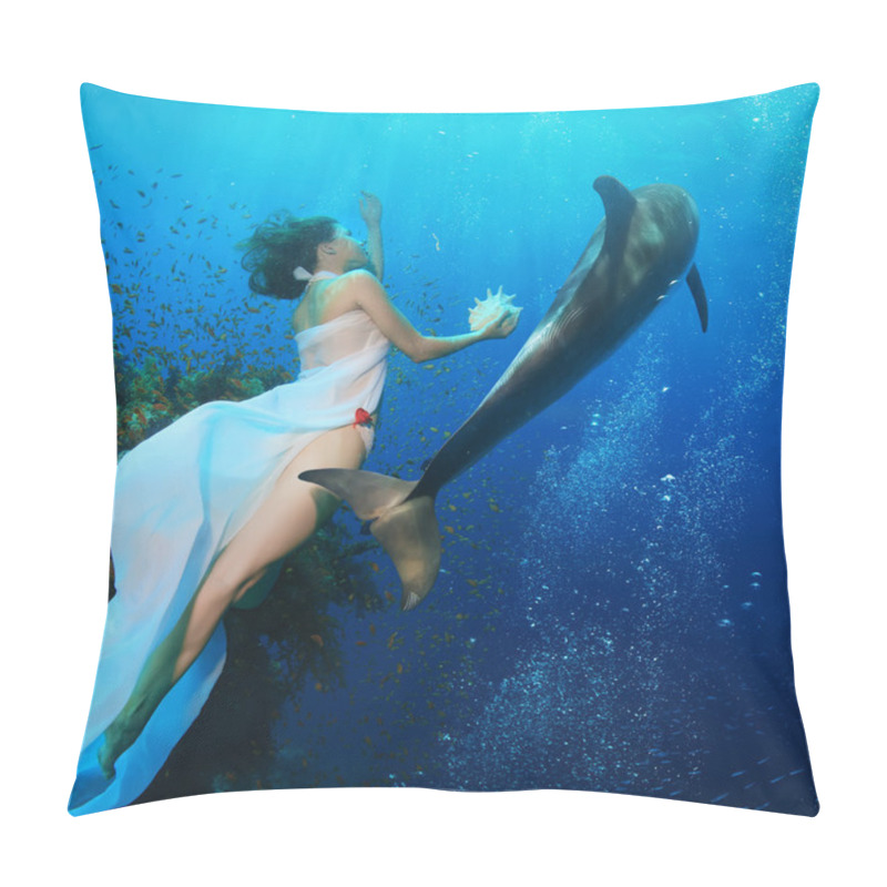 Personality  Beautiful Mermaid With Wild Dolphin Pillow Covers