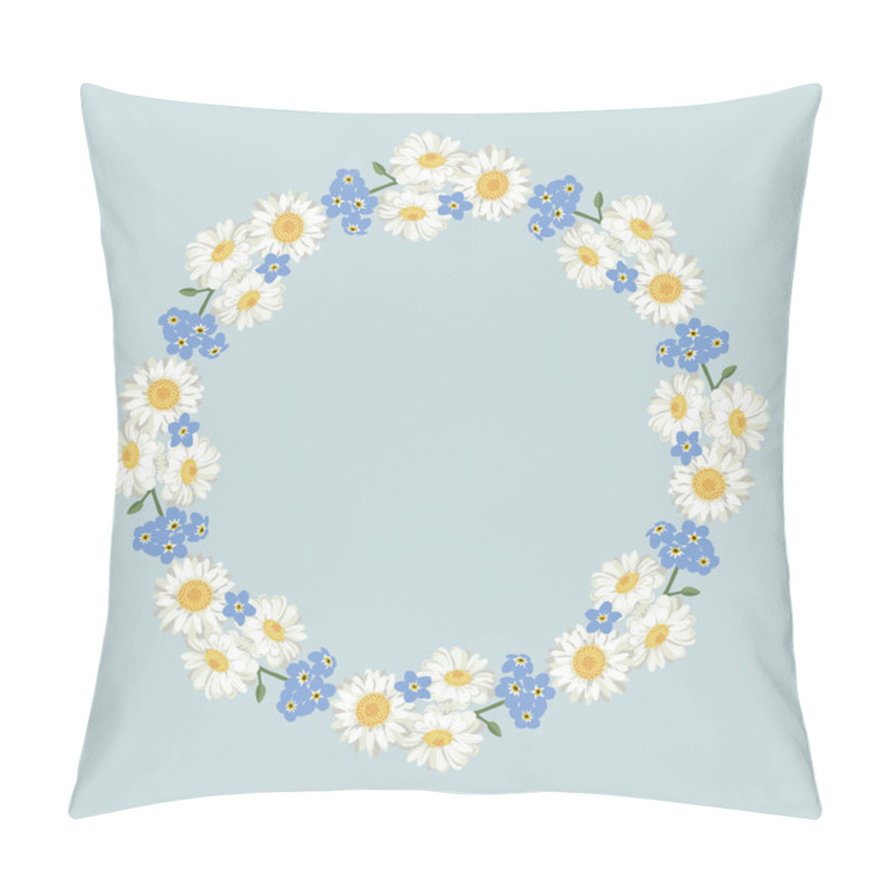 Personality  Chamomile And Forget-me-not Flowers Pattern On Black Background Pillow Covers