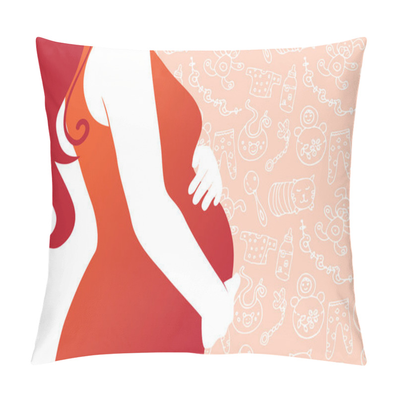 Personality  Silhouette Of Pregnant Woman With Seamless Baby Background Pillow Covers