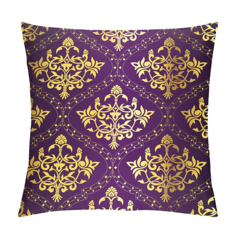 Personality  Gold-on-Purple Seamless Indian Floral Pattern Pillow Covers