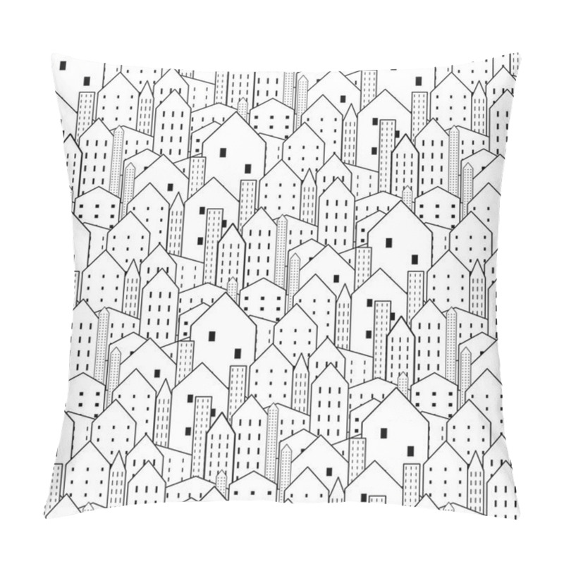 Personality  City Seamless Pattern In Black And White Is Repetitive Texture. Pillow Covers