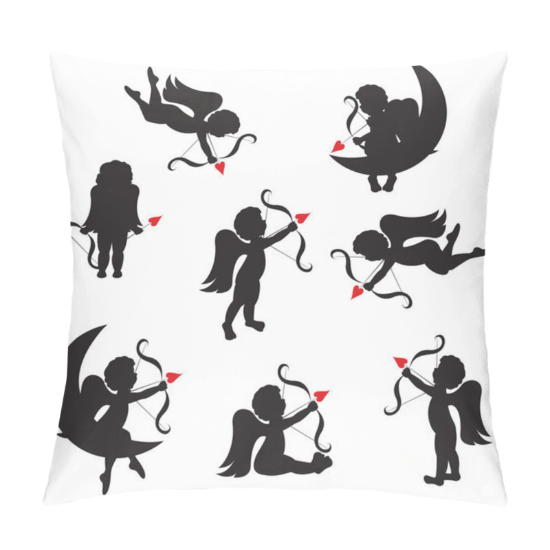 Personality  Set Of Cute Cupid On White Background Pillow Covers