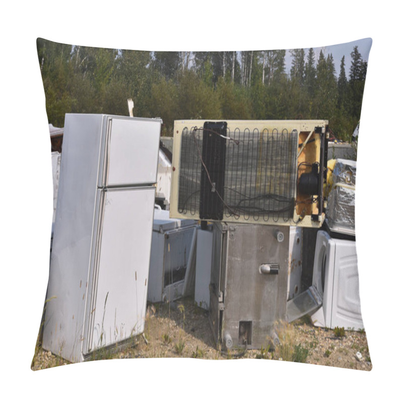 Personality  An Image Of Old Used Appliances At A Recycling Facility.  Pillow Covers