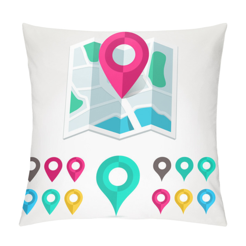 Personality  Map Markers And Flat Map Icon Pillow Covers