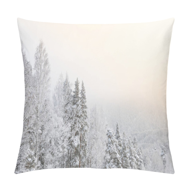 Personality  Snow Forest In Gentle Haze Of Frosty Morning Pillow Covers