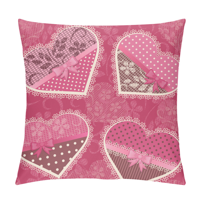 Personality  Seamless Pattern With Lace Hearts Pillow Covers