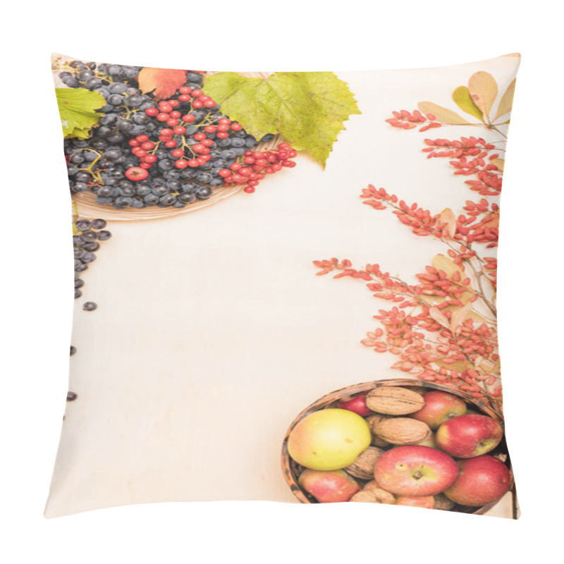 Personality  Autumn Composition Of Fruits, Berries And Nuts On A Light Background. High Quality Photo Pillow Covers