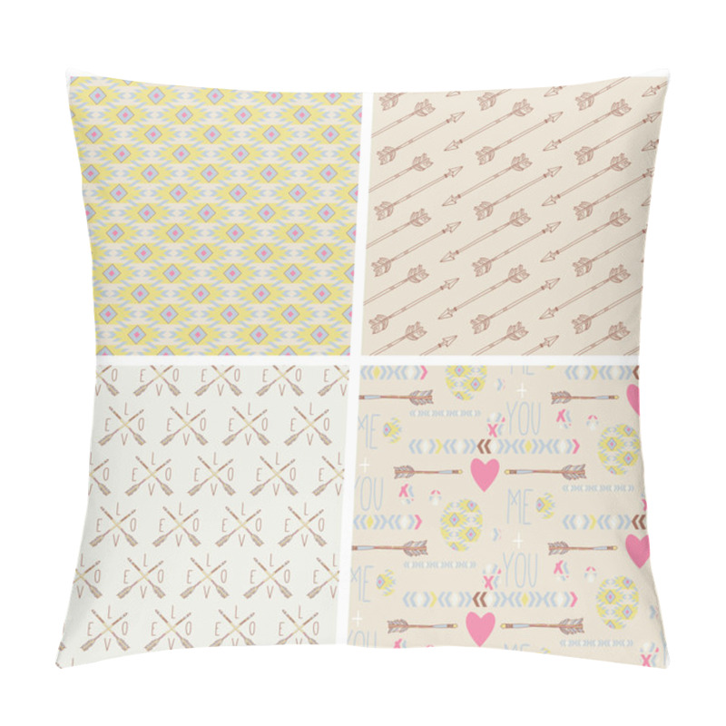 Personality  Set Of Hipster Seamless Tribal Patterns Pillow Covers