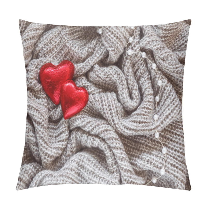 Personality  Knitted Wool, Red Heart, Pearl, Valentine Pillow Covers