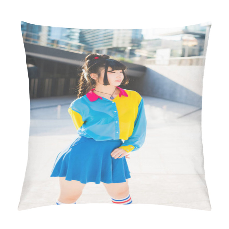 Personality  Woman Posing Outdoor In City  Pillow Covers