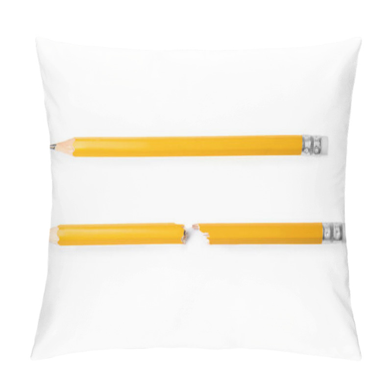 Personality  Broken And Whole Graphite Pencils On White Background, Top View Pillow Covers