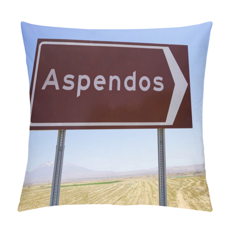 Personality  Aspendos: The Road Sign To Ancient Echoes  Guiding Travelers To The Timeless Stage Of History, Culture, And Civilization Amidst The Vastness Of Natures Canvas Pillow Covers