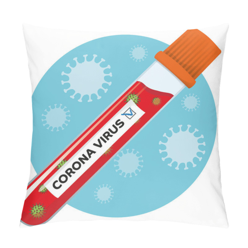 Personality  Vial With Sample For Corona Virus Examination, COVID-19, H1N1, Collected To Make A Battery Of Laboratory Tests. Ideal For Educational And Institutional Material Pillow Covers