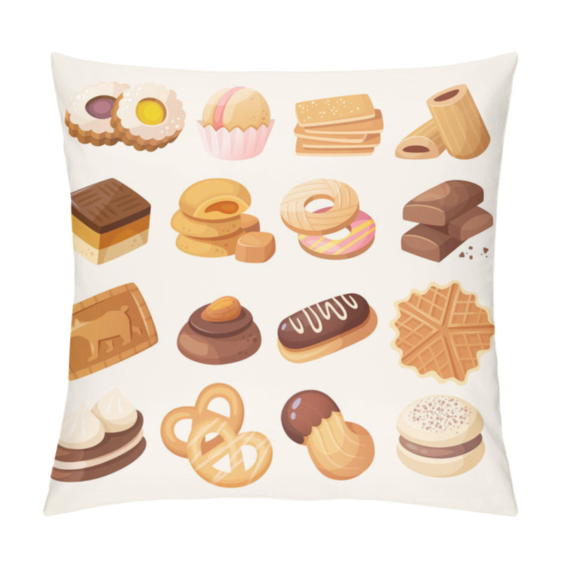 Personality  Cookies And Biscuits Icons Set Pillow Covers