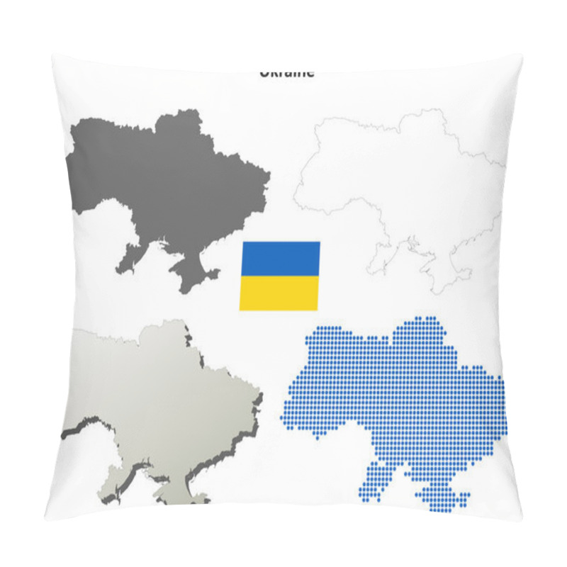 Personality  Ukraine Outline Map Set Pillow Covers