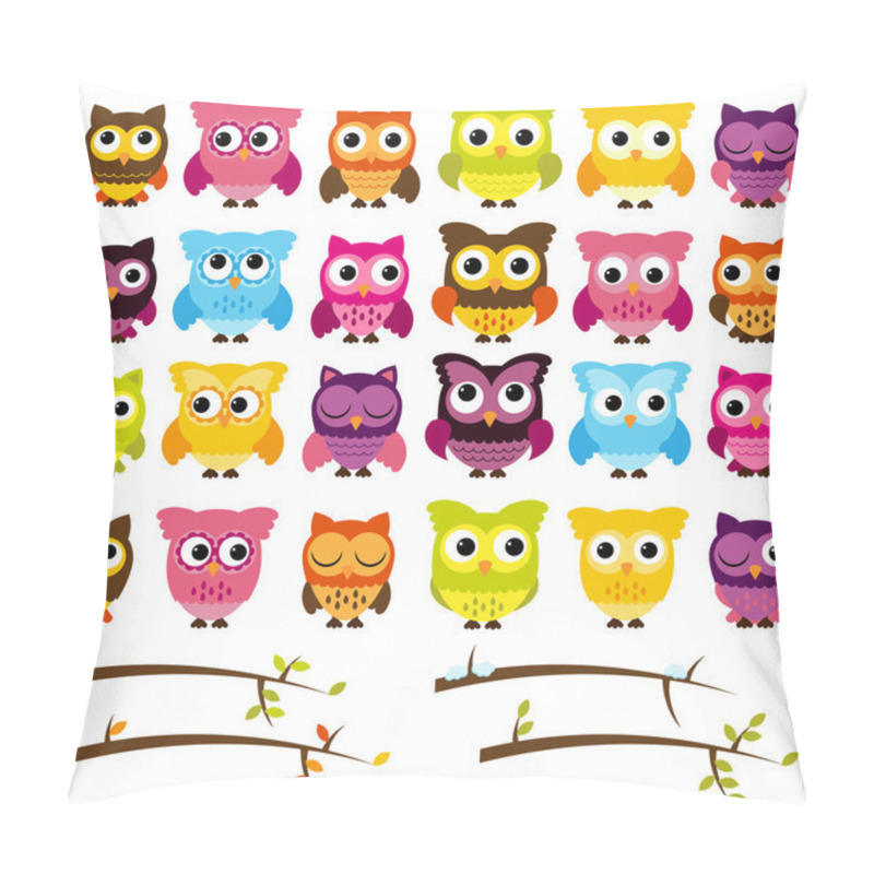 Personality  Vector Collection Of Cute Owls And Seasonal Branches Pillow Covers