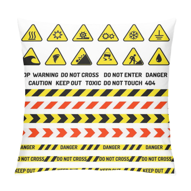 Personality  Prohibition Signs Industry Production Vector Warning Danger Symbol Forbidden Safety Information Protection No Allowed Caution Information. Pillow Covers