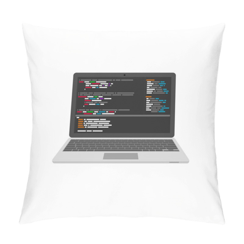 Personality  Programming And Coding. Website Development On Laptop. Vector Illustration Pillow Covers