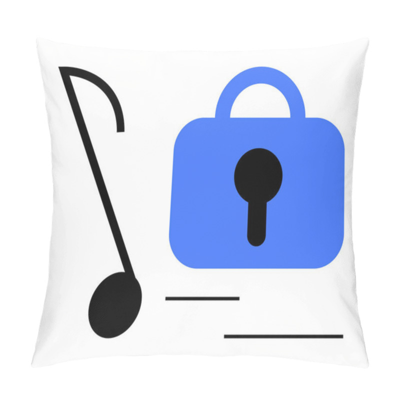 Personality  Musical Note And Blue Padlock Symbolize Music Piracy, Security, Copyright, Protection, And Intellectual Property. Ideal For Digital Security, Music Industry Rights, Copyright Issues, Lock Pillow Covers